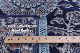 Blue Persian Hand Knotted Wool & Silk Runner Rug - 2' 8" X 9' 11" - Golden Nile