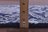 Blue Persian Hand Knotted Wool & Silk Runner Rug - 2' 8" X 9' 11" - Golden Nile