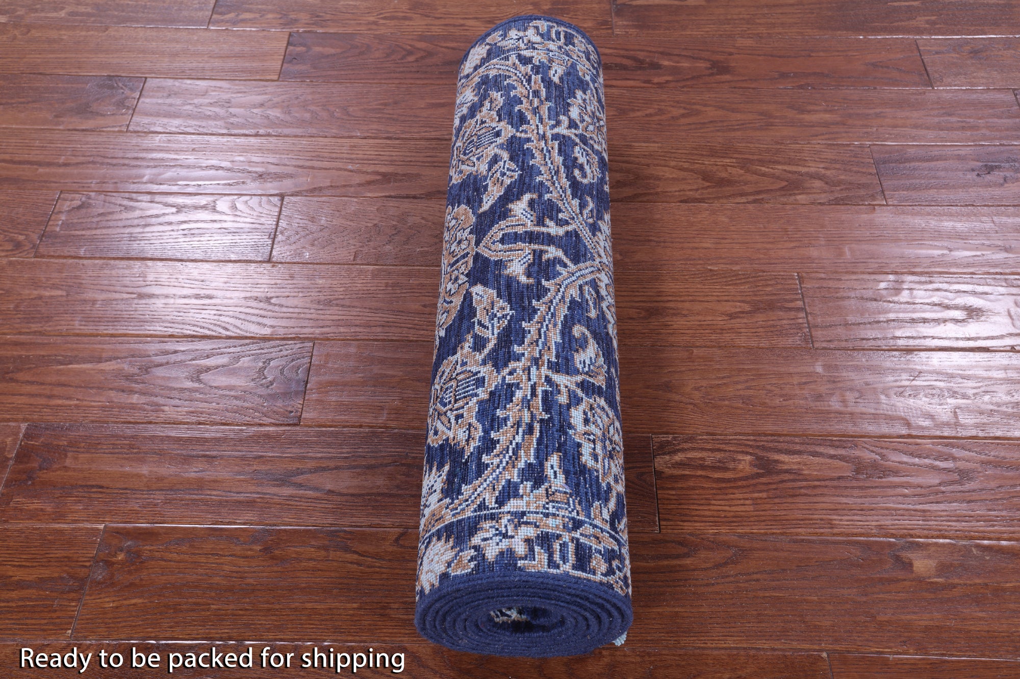 Blue Persian Hand Knotted Wool & Silk Runner Rug - 2' 8" X 9' 11" - Golden Nile
