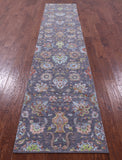 Grey Persian Tabriz Hand Knotted Wool & Silk Runner Rug - 2' 7" X 12' 2" - Golden Nile