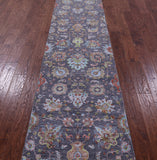 Grey Persian Tabriz Hand Knotted Wool & Silk Runner Rug - 2' 7" X 12' 2" - Golden Nile