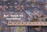 Grey Persian Tabriz Hand Knotted Wool & Silk Runner Rug - 2' 7" X 12' 2" - Golden Nile
