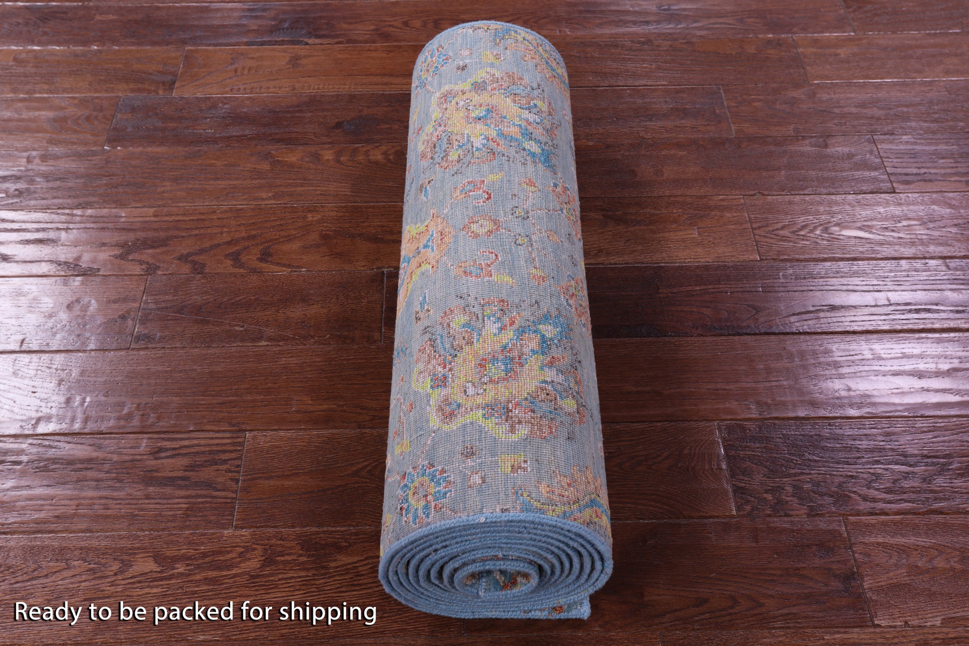 Blue Persian Tabriz Handmade Wool & Silk Runner Rug - 2' 6" X 11' 11" - Golden Nile