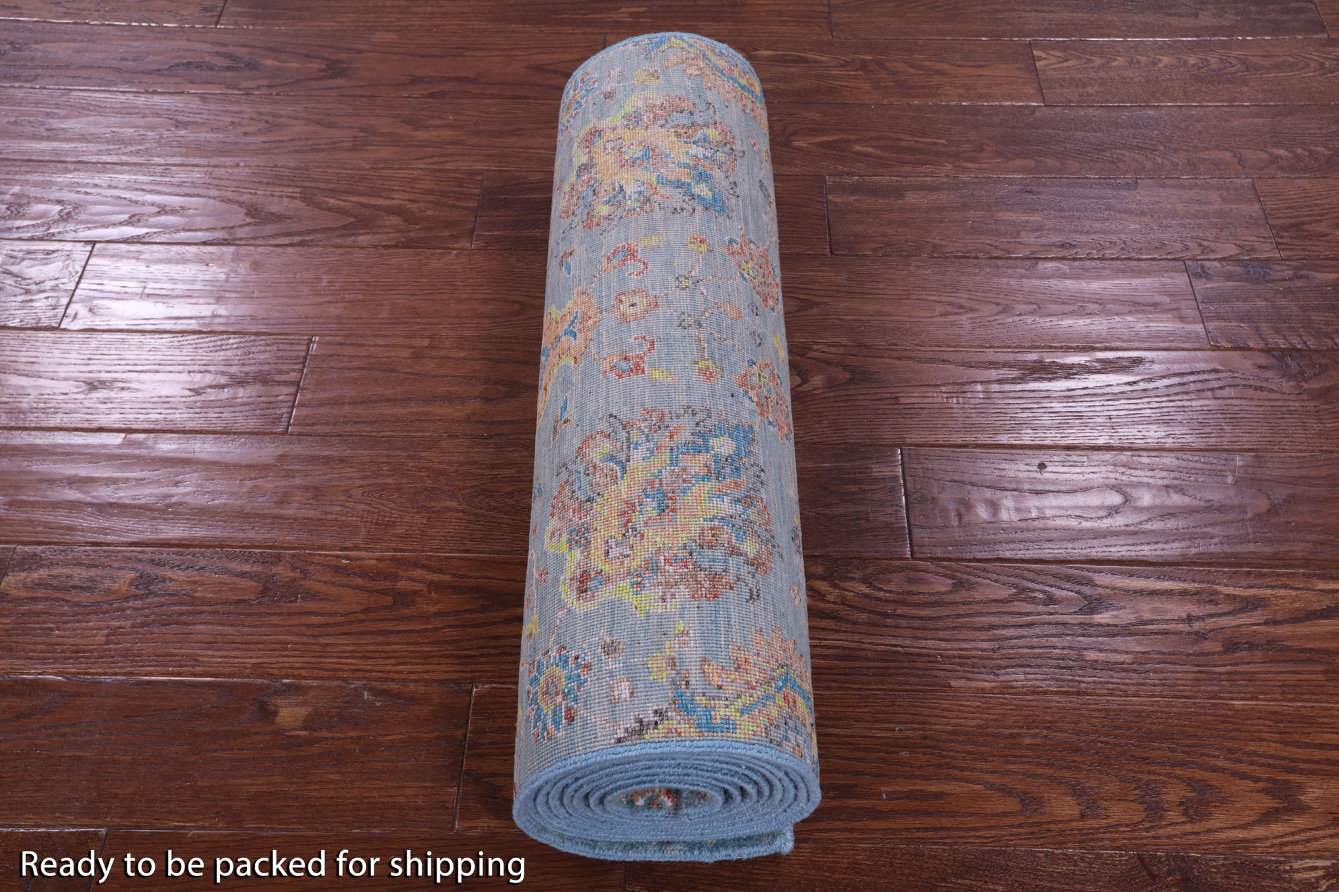 Blue Persian Tabriz Hand Knotted Wool & Silk Runner Rug - 2' 7" X 11' 11" - Golden Nile