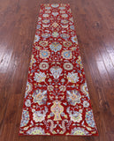 Red Persian Tabriz Hand Knotted Wool & Silk Runner Rug - 2' 7" X 10' 5" - Golden Nile