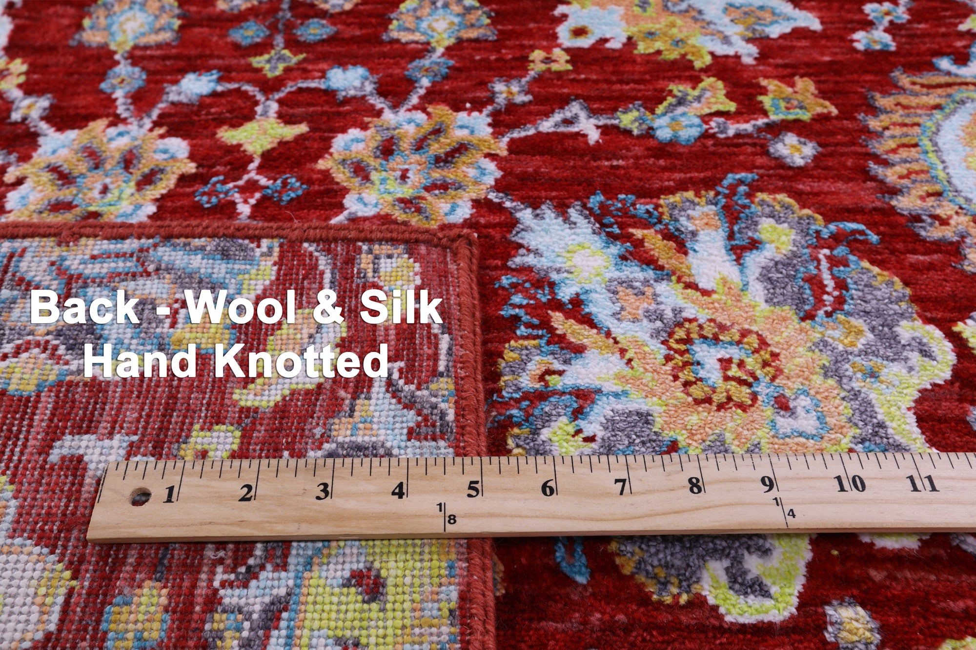 Red Persian Tabriz Hand Knotted Wool & Silk Runner Rug - 2' 7" X 10' 5" - Golden Nile