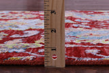 Red Persian Tabriz Hand Knotted Wool & Silk Runner Rug - 2' 7" X 10' 5" - Golden Nile