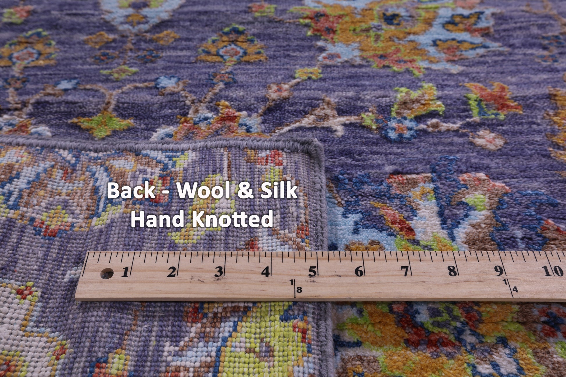 Purple Persian Tabriz Hand Knotted Wool & Silk Runner Rug - 2' 7" X 12' 6" - Golden Nile