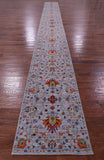 Grey Persian Tabriz Hand Knotted Wool Runner Rug - 2' 6" X 26' 6" - Golden Nile