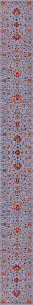 Grey Persian Tabriz Hand Knotted Wool Runner Rug - 2' 6" X 26' 6" - Golden Nile