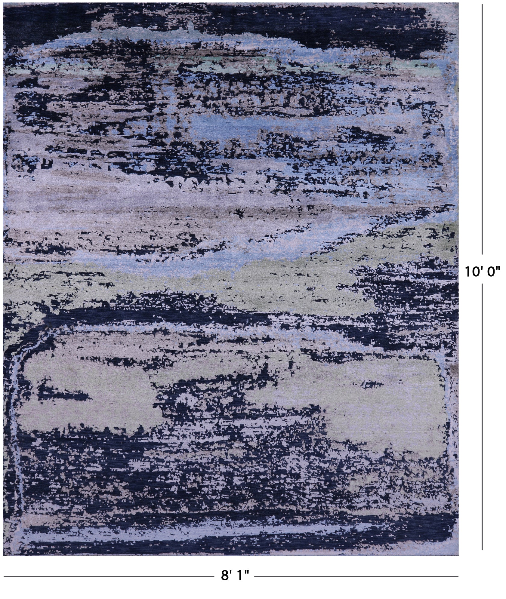 Abstract Contemporary Hand Knotted Wool & Silk Rug - 8' 1" X 10' 0" - Golden Nile