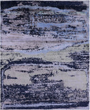 Abstract Contemporary Hand Knotted Wool & Silk Rug - 8' 1" X 10' 0" - Golden Nile