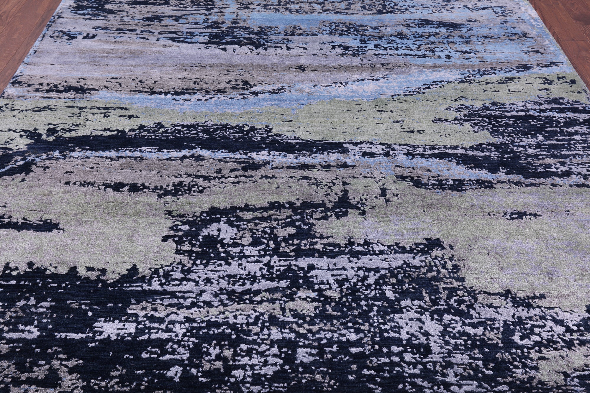 Abstract Contemporary Hand Knotted Wool & Silk Rug - 8' 1" X 10' 0" - Golden Nile