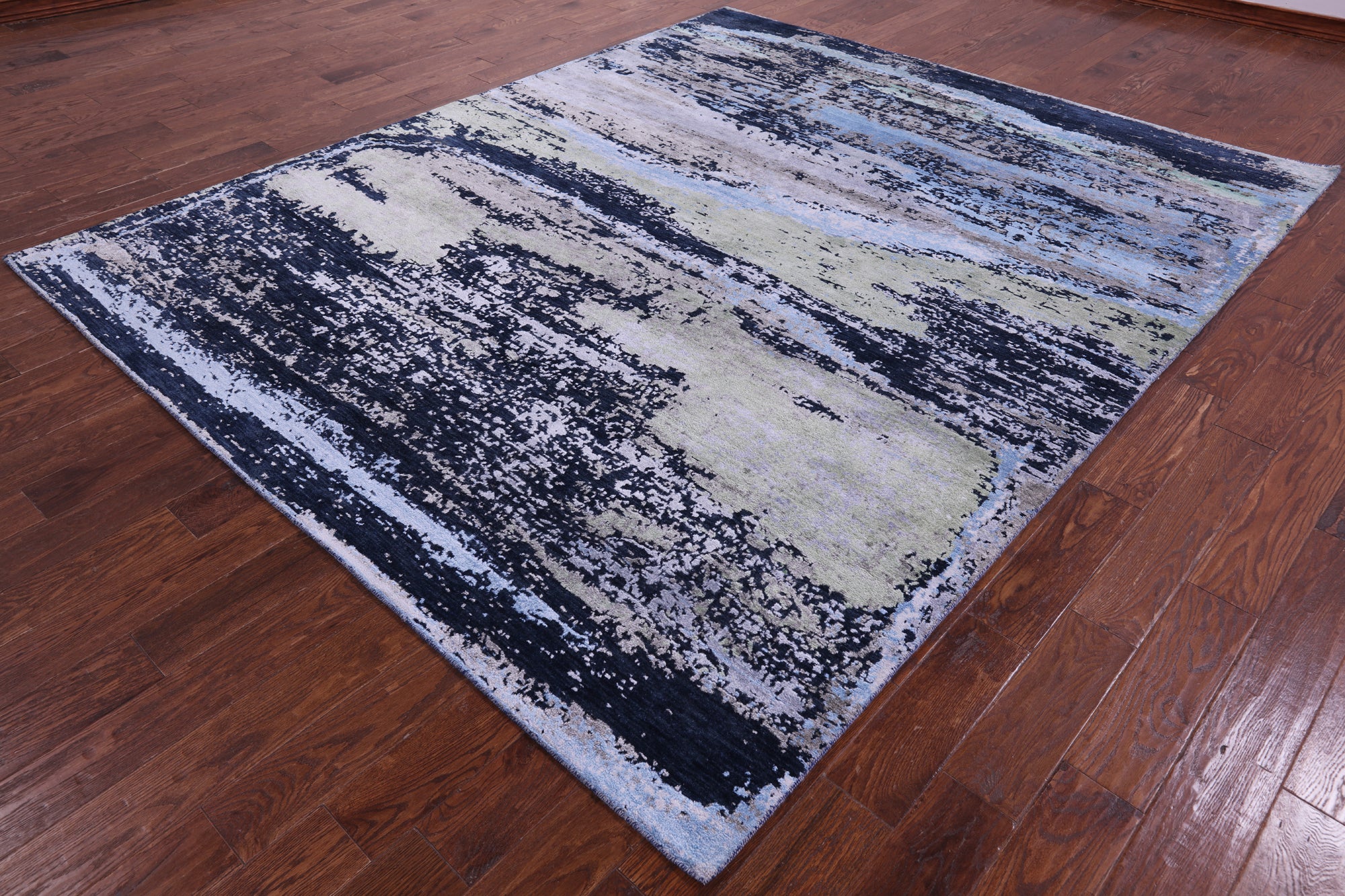 Abstract Contemporary Hand Knotted Wool & Silk Rug - 8' 1" X 10' 0" - Golden Nile