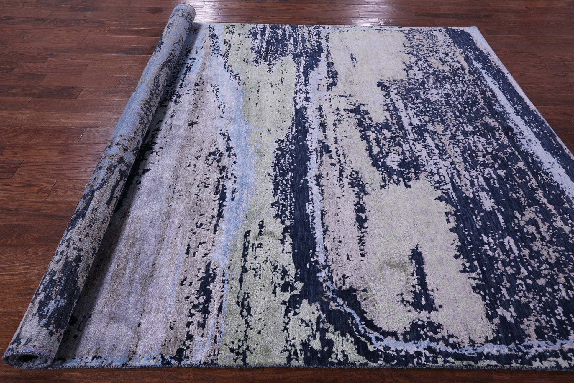 Abstract Contemporary Hand Knotted Wool & Silk Rug - 8' 1" X 10' 0" - Golden Nile