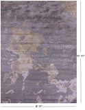 Abstract Contemporary Hand Knotted Wool & Silk Rug - 8' 11" X 11' 11" - Golden Nile