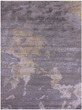 Abstract Contemporary Hand Knotted Wool & Silk Rug - 8' 11" X 11' 11" - Golden Nile