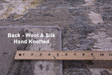 Abstract Contemporary Hand Knotted Wool & Silk Rug - 8' 11" X 11' 11" - Golden Nile