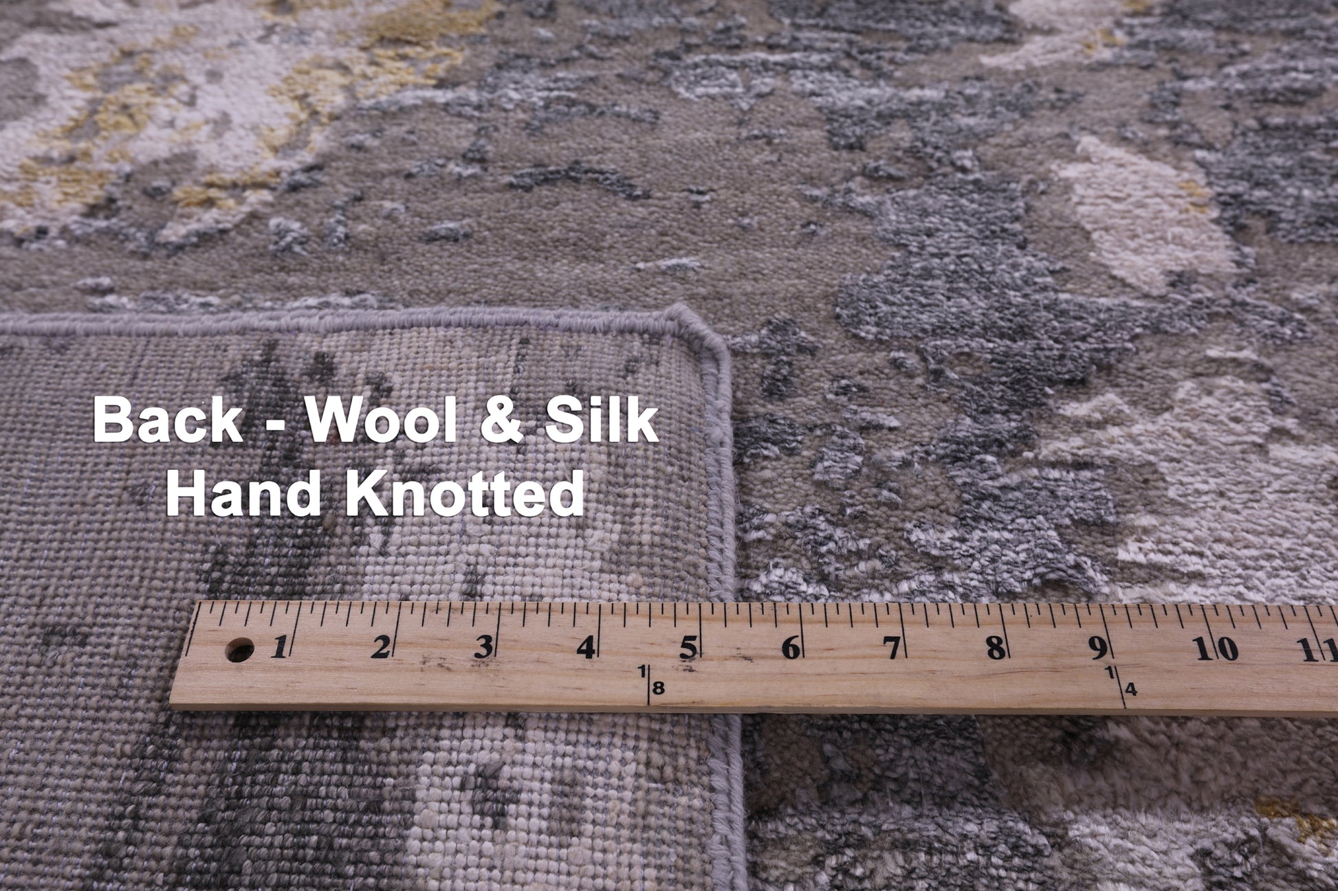 Abstract Contemporary Hand Knotted Wool & Silk Rug - 8' 11" X 11' 11" - Golden Nile