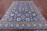 Blue Persian Tabriz Hand Knotted Wool & Silk Rug - 8' 11" X 11' 10" - Golden Nile