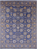 Blue Persian Tabriz Hand Knotted Wool & Silk Rug - 8' 11" X 11' 10" - Golden Nile