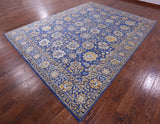 Blue Persian Tabriz Hand Knotted Wool & Silk Rug - 8' 11" X 11' 10" - Golden Nile