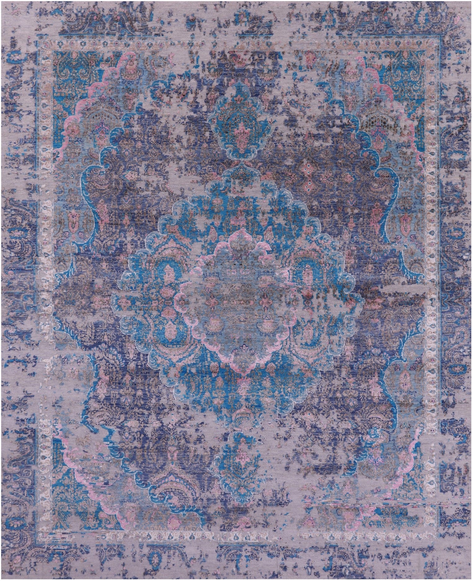 Persian Tabriz Hand Knotted Wool & Silk Rug - 7' 10" X 9' 11" - Golden Nile