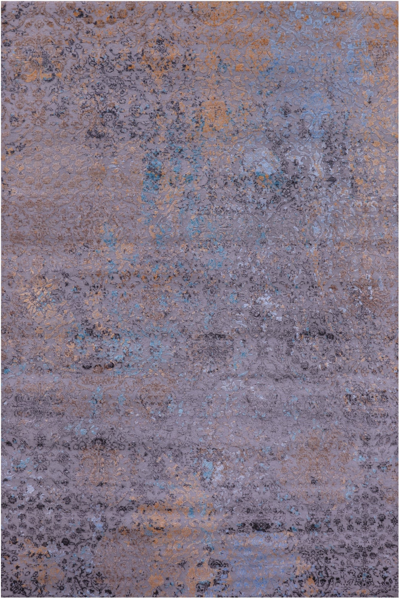 Grey Persian Tabriz Hand Knotted Wool & Silk Rug - 6' 1" X 9' 4" - Golden Nile
