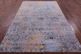 Grey Persian Tabriz Hand Knotted Wool & Silk Rug - 6' 1" X 9' 4" - Golden Nile