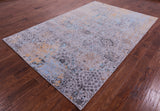 Grey Persian Tabriz Hand Knotted Wool & Silk Rug - 6' 1" X 9' 4" - Golden Nile