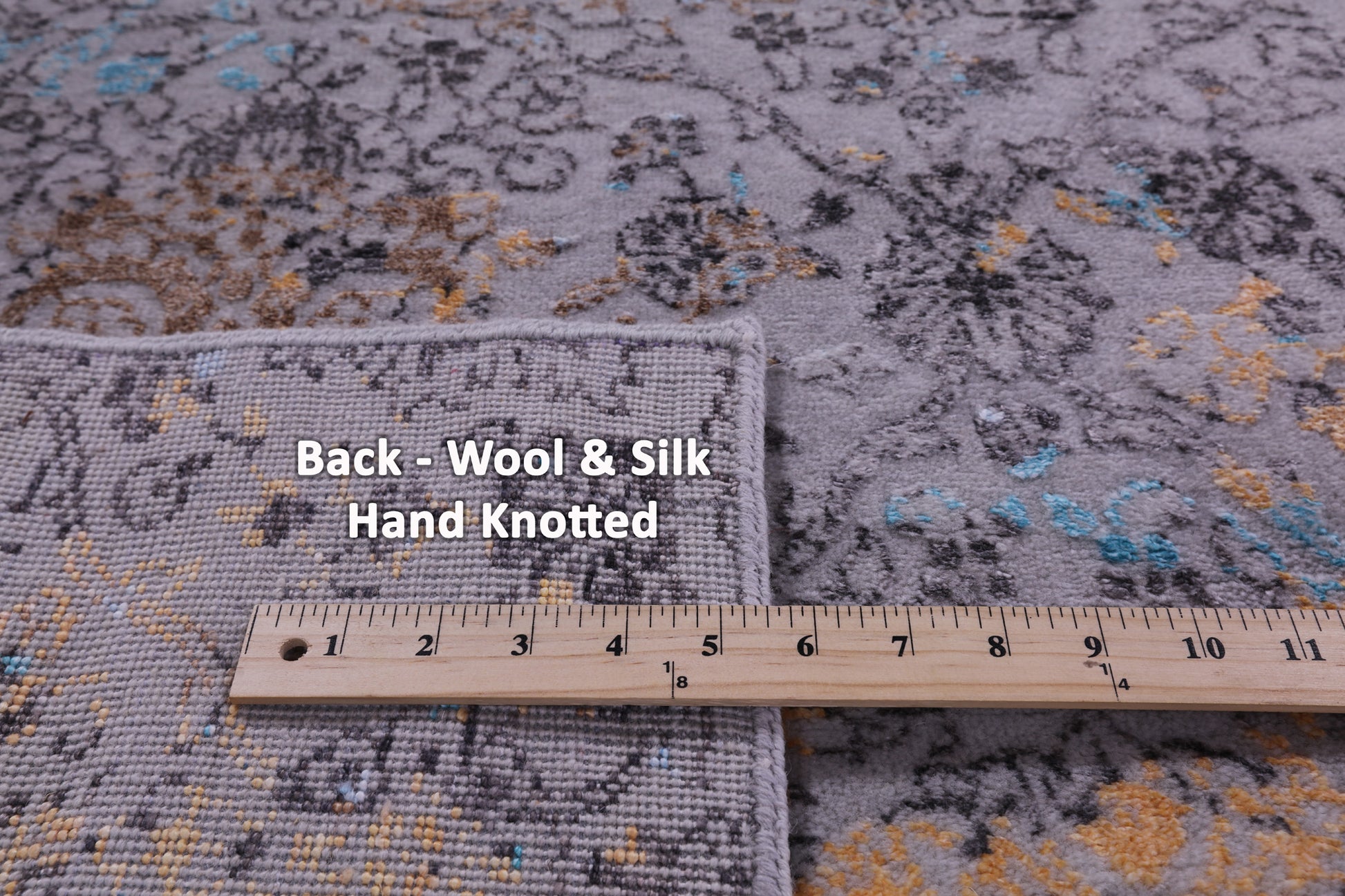 Grey Persian Tabriz Hand Knotted Wool & Silk Rug - 6' 1" X 9' 4" - Golden Nile
