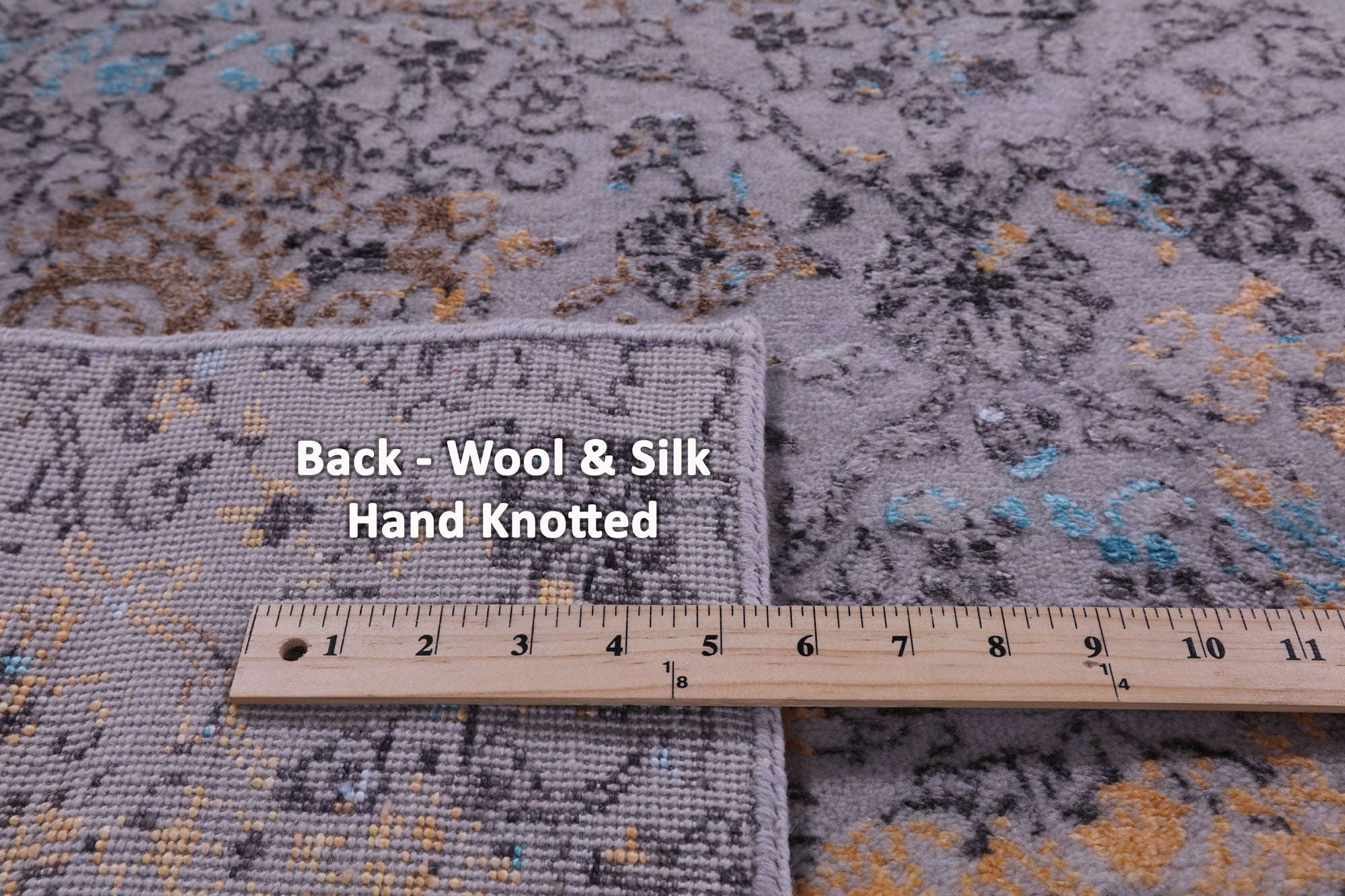 Grey Persian Tabriz Hand Knotted Wool & Silk Rug - 6' 1" X 9' 4" - Golden Nile