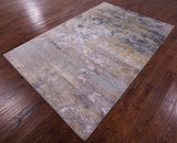 Abstract Contemporary Hand Knotted Wool & Silk Rug - 5' 11" X 9' 0" - Golden Nile