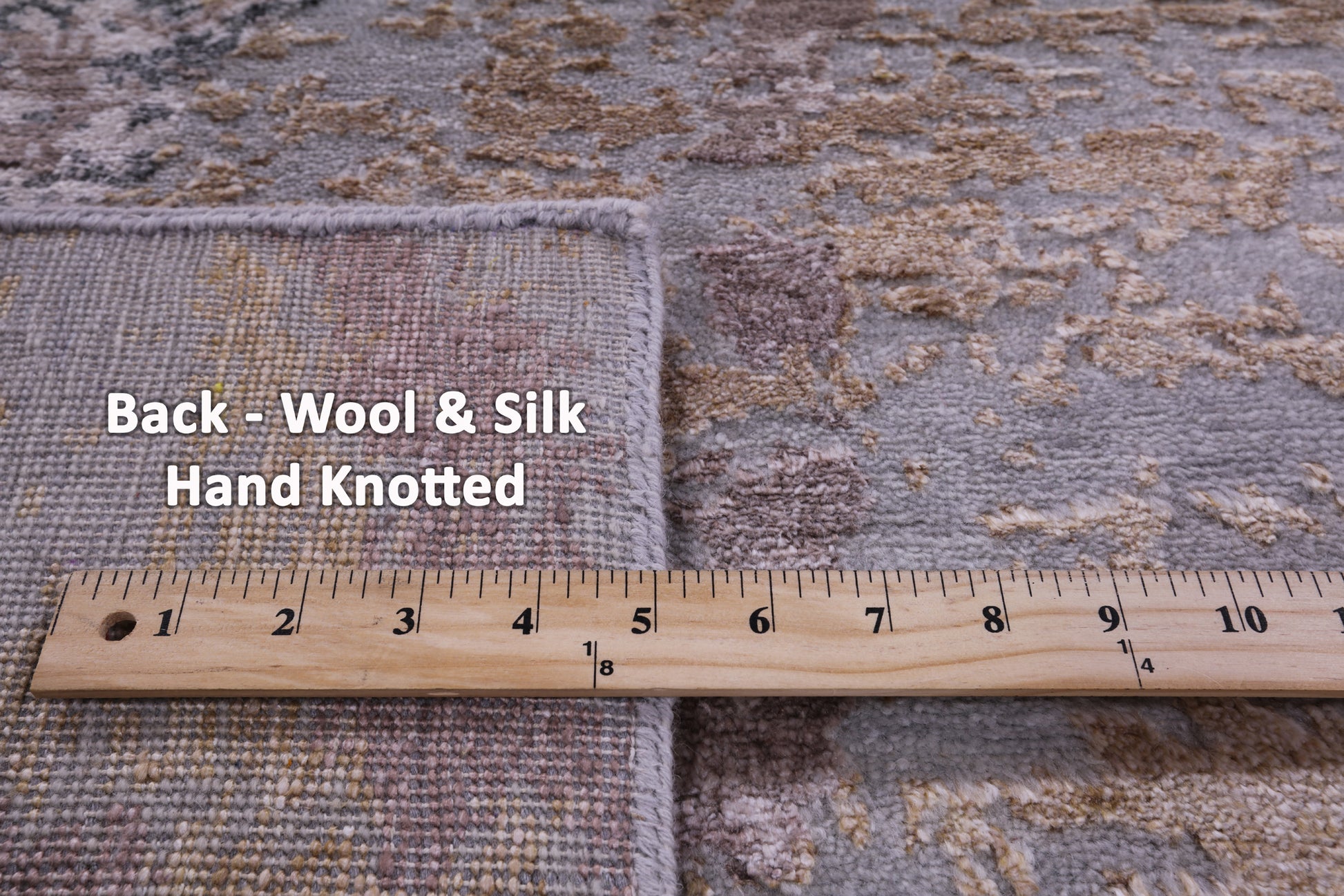 Abstract Contemporary Hand Knotted Wool & Silk Rug - 5' 11" X 9' 0" - Golden Nile