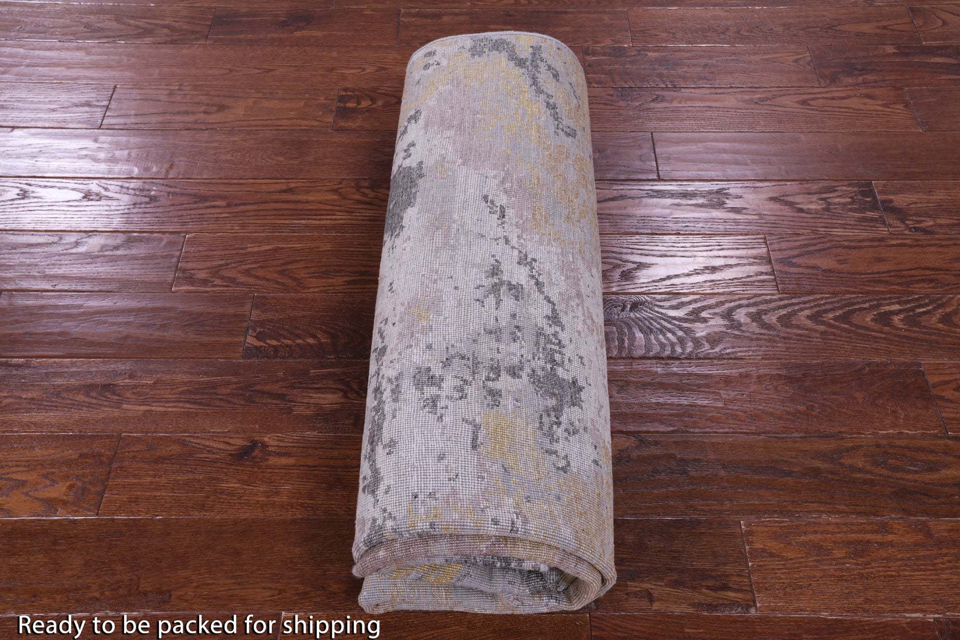 Abstract Contemporary Hand Knotted Wool & Silk Rug - 5' 11" X 9' 0" - Golden Nile
