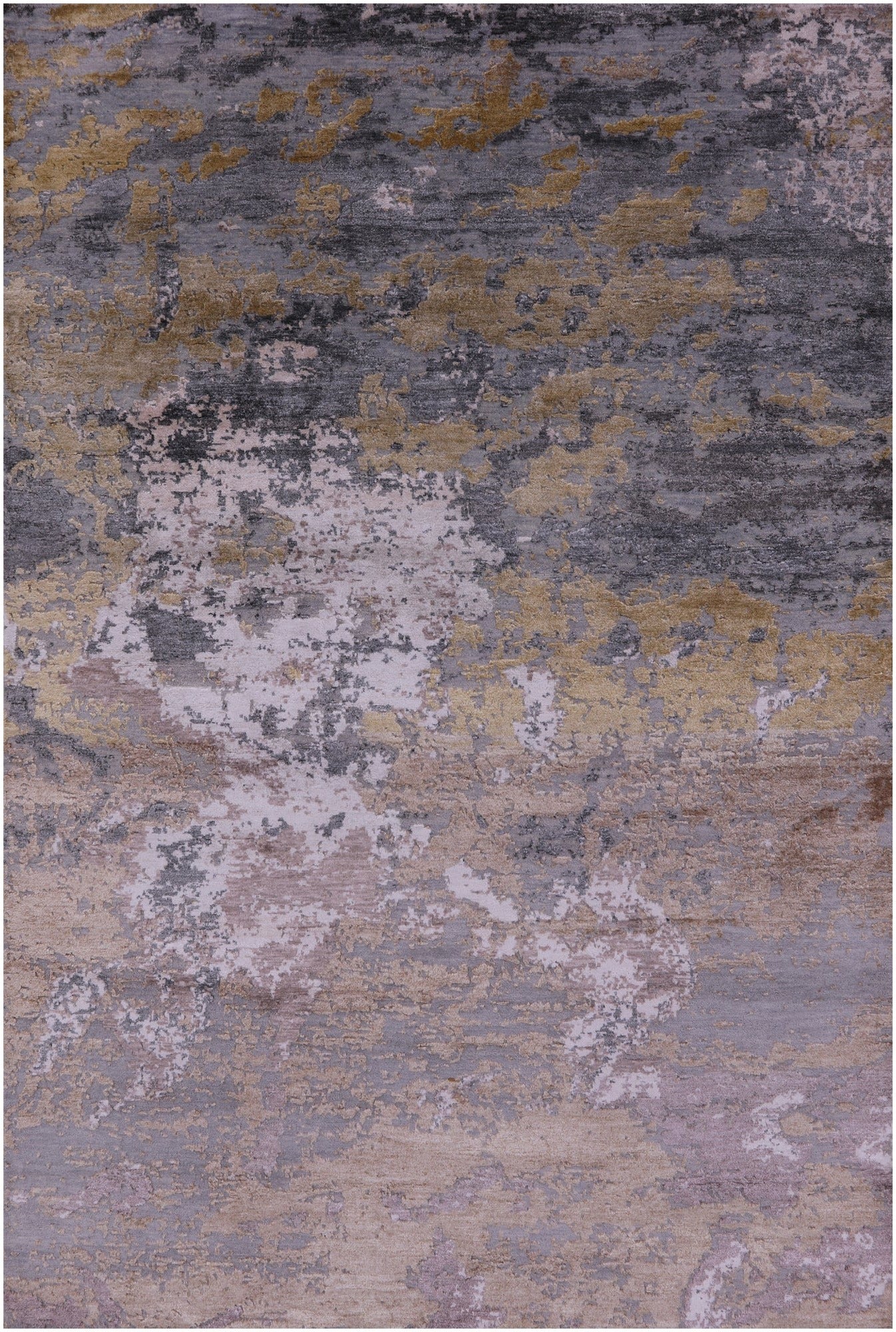 Abstract Contemporary Hand Knotted Wool & Silk Rug - 5' 11" X 9' 0" - Golden Nile