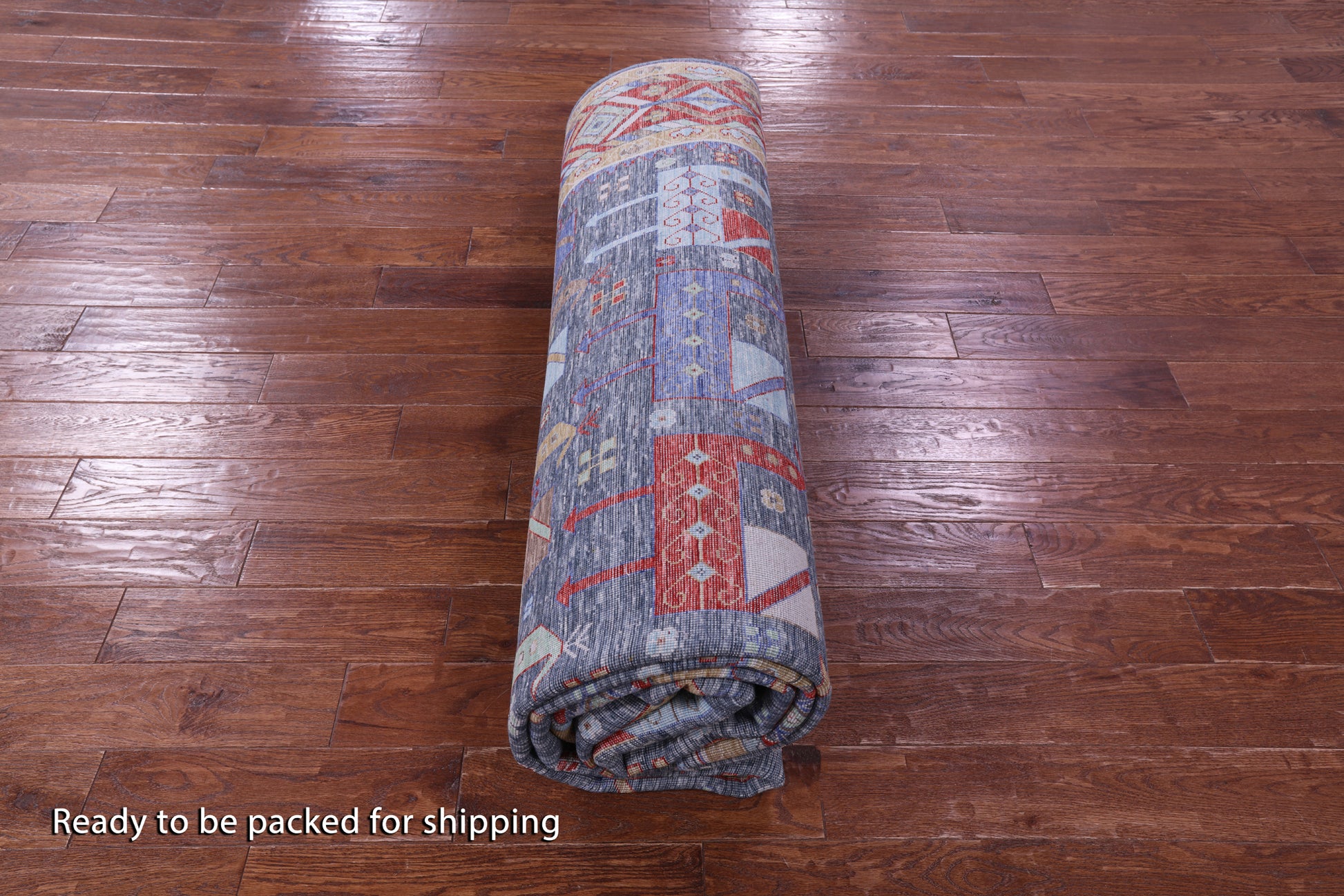 Blue Persian Fine Serapi Hand Knotted Wool Rug - 9' 1" X 12' 3" - Golden Nile