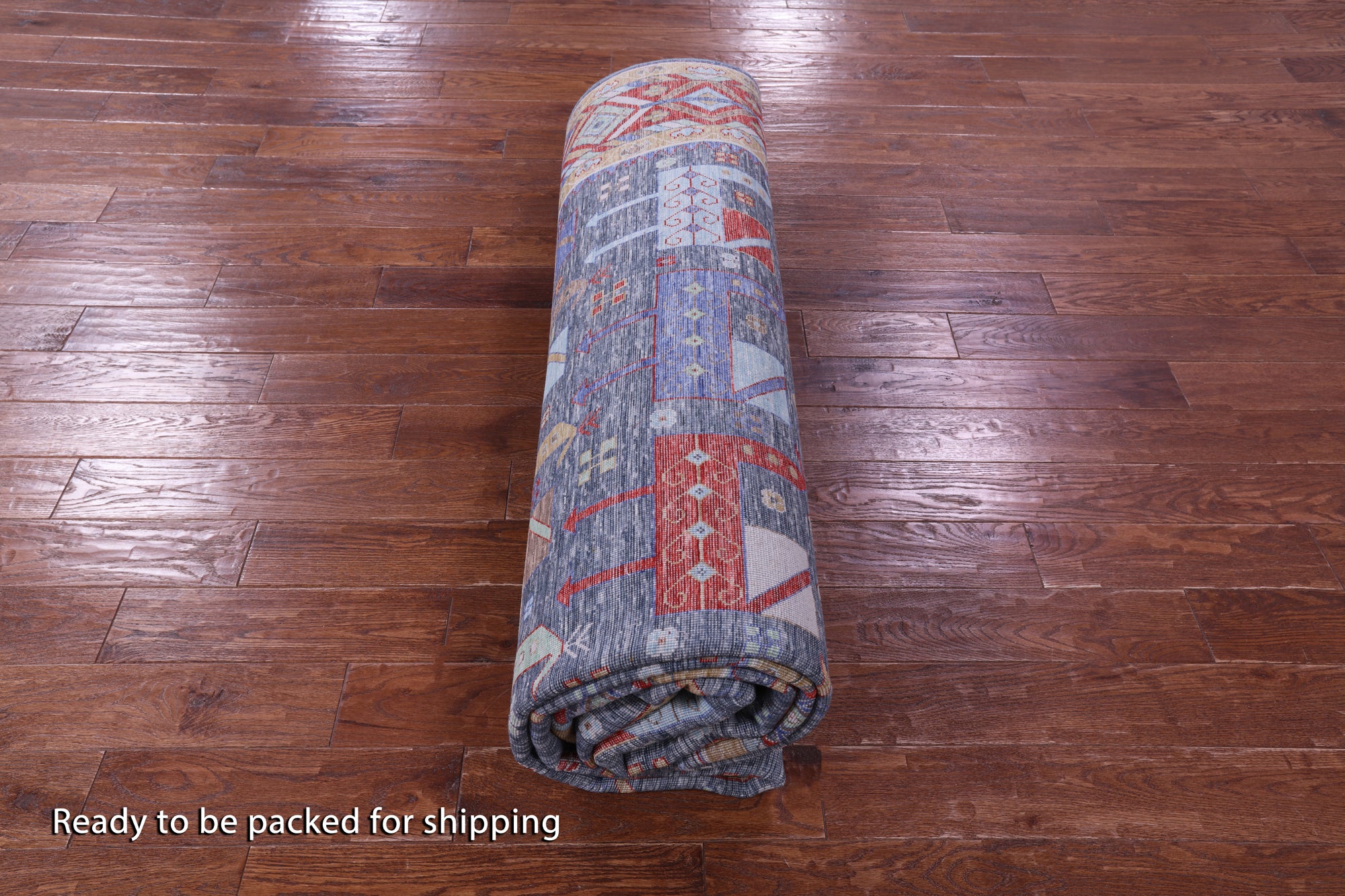 Blue Persian Fine Serapi Hand Knotted Wool Rug - 9' 1" X 12' 3" - Golden Nile