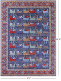 Blue Persian Fine Serapi Hand Knotted Wool Rug - 9' 1" X 12' 3" - Golden Nile