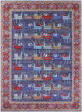Blue Persian Fine Serapi Hand Knotted Wool Rug - 9' 1" X 12' 3" - Golden Nile