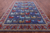 Blue Persian Fine Serapi Hand Knotted Wool Rug - 9' 1" X 12' 3" - Golden Nile