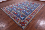 Blue Persian Fine Serapi Hand Knotted Wool Rug - 9' 1" X 12' 3" - Golden Nile