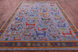 Grey Persian Fine Serapi Hand Knotted Wool Rug - 8' 11" X 11' 6" - Golden Nile
