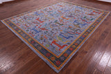 Grey Persian Fine Serapi Hand Knotted Wool Rug - 8' 11" X 11' 6" - Golden Nile