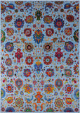 Blue Persian Tabriz Hand Knotted Wool Rug - 10' 0" X 14' 6" - Golden Nile