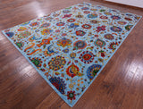 Blue Persian Tabriz Hand Knotted Wool Rug - 10' 0" X 14' 6" - Golden Nile