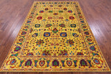 Gold Persian Tabriz Hand Knotted Wool & Silk Rug - 6' 2" X 9' 1" - Golden Nile