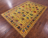Gold Persian Tabriz Hand Knotted Wool & Silk Rug - 6' 2" X 9' 1" - Golden Nile