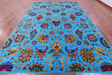 Blue Persian Tabriz Handmade Wool & Silk Rug - 10' 1" X 14' 2" - Golden Nile