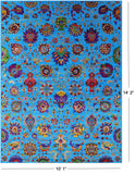 Blue Persian Tabriz Handmade Wool & Silk Rug - 10' 1" X 14' 2" - Golden Nile
